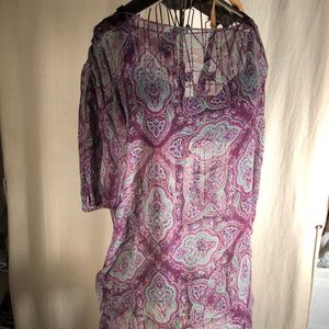 Gorgeous Ella Moss Silk Paisley Top Tunic EUC